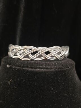 Aluminum Braided Cuff Bracelet - Silver